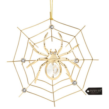 Matashi 24K Gold Plated Lucky Spider Hanging Ornaments for Christmas Tree
