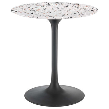 Modway Lippa 28" Round Modern Terrazzo/Metal Dining Table in Black/White