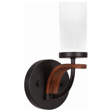 Monterey 1-Light Wall Sconce, Matte Black & Painted Distressed, White Muslin