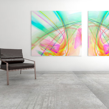 Colorful Abstract Art Diptych