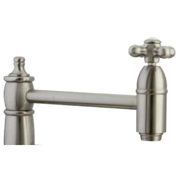 Restoration Wall Mounted Kitchen Faucet, Swing Arm Spout & Cross Handles, Nickel
