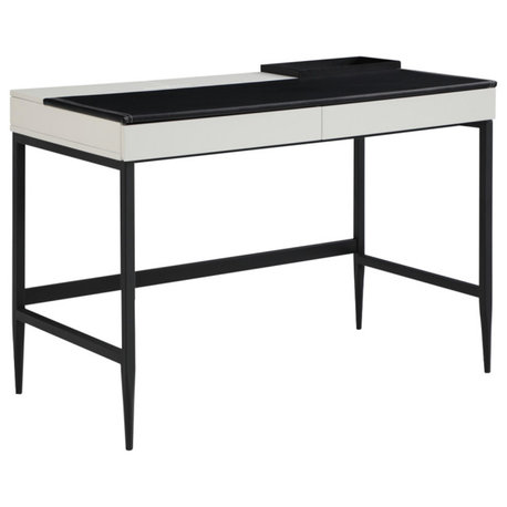 Loft Lyfe Kinzlee Desk, 2 Storage Drawers, Black/White