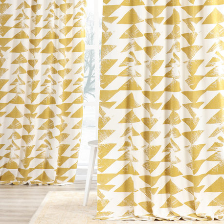Triad Gold Printed Cotton Twill Curtain Single Panel, 50"x108"