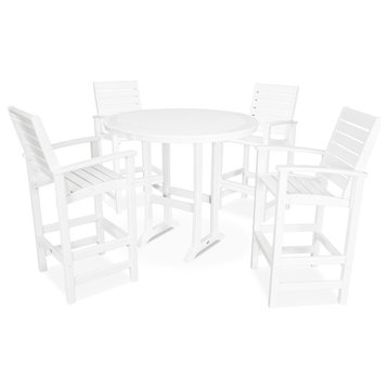 Polywood 5-Piece Signature Bar Dining Set, White
