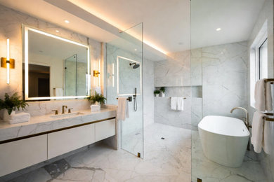 Inspiration for a modern bathroom remodel in Atlanta