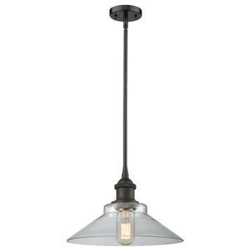 1-Light Dimmable LED Orwell 9" Pendant, Oil Rubbed Bronze, Glass: Clear