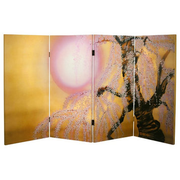 3' Tall Double Sided Sakura Blossoms Canvas Room Divider