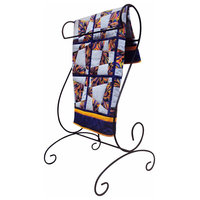 Contemporary Quilt Stand, Iron, 3 Holds Black Powder, Coat Finish