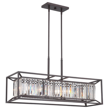 Linares 4-Light Linear Chandelier, Vintage Bronze