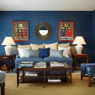 Blue Grasscloth Wallpaper Houzz