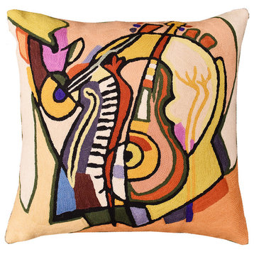 Music is my Life by Alfred Gockel Accent Pillow Cover Handmade Wool 18x18"