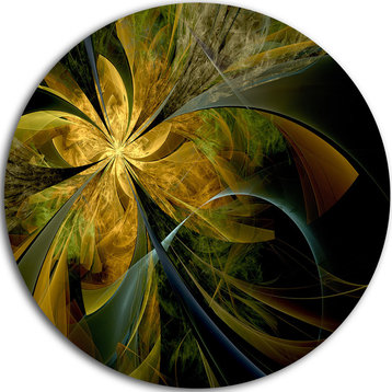 Symmetrical Fractal Flower In Gold, Floral Disc Metal Wall Art, 11"