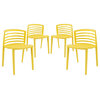 Curvy Dining Chairs, Set of 4, Yellow