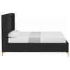 Inspired Home Ameen Bed, Upholstered, Black Velvet Queen