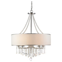 Crystal & Metal Round Chandelier, 5 Lights