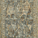 Exquisite Rugs - Jurassic Hand-Knotted Wool Gray/Light Blue Area Rug - Rich earth tones and inspired deco floral designs harmonize to create a true work of art. Artfully hand knotted with 100% New Zealand wool, the Jurassic rug is the perfect foundation for anyone looking for a strong, dynamic aesthetic.