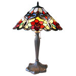 CHLOE Lighting - LINDSAY, Tiffany-style 2 Light RosesTable Lamp, 17" Shade - Handcrafted using the same techniques that were developed by Louis Comfort Tiffany in the early 1900s, this beautiful Tiffany-style piece contains 346 hand-cut pieces of copper-Foiled stained glass and 30 beads. Tiffany-style Roses design 2 light table lamp in antique bronze finish will add color and style to any room.
