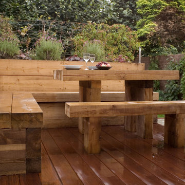 Bespoke dining area made from railway sleepers