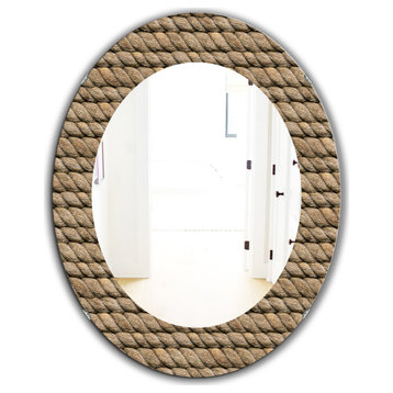 Designart Hemp Rope Farmhouse Frameless Oval Or Round Wall Mirror, 24x36