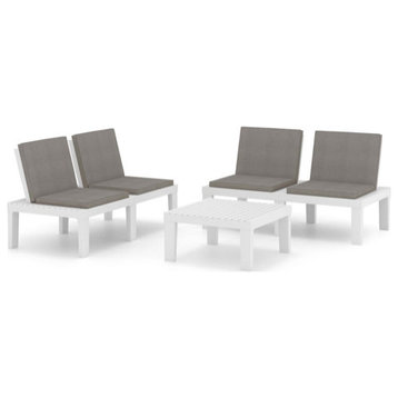 vidaXL Patio Furniture Set 3 Piece Patio Bench Chair with Table Plastic White