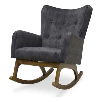 Grey Velvet Rocking Chair Charlotte
