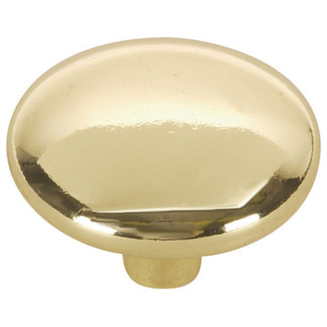 1-1/4" Round Cabinet Knob, Bright Brass