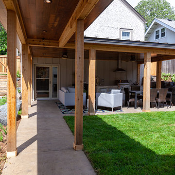 Project 3427-1 Outdoor Kitchen Pavilion + Covered Walkway + Garage + Landscaping