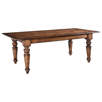Dining Table Farmhouse Rustic  Distressed Pecan Finish Wood  Chunky