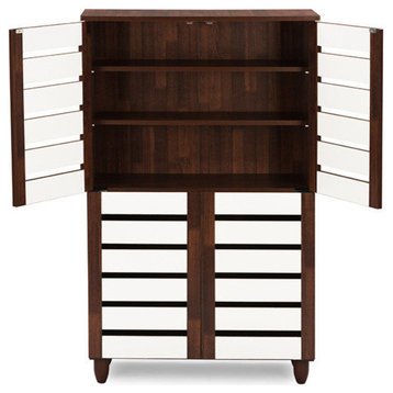 Gisela Oak and White 2-tone Shoe Cabinet With 4 Door