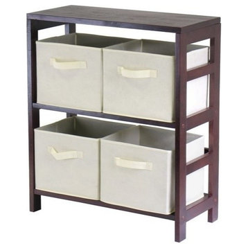Capri 2-Section M Storage Shelf With 4-Foldable Beige Fabric Baskets