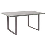Armen Living - Fenton Dining Table With Cement Gray Top - The Armen Living Fenton contemporary dining table is a terrific choice for any modern household. This elegant rectangular table combines the dependability of a Brushed Stainless Steel frame with the style of quality laminate wood. The coupling of these two materials makes for a product that is not only guaranteed to last, but one that is certain to enhance the aesthetics of any dining or living room d&eacute;cor. The Fenton's sled leg design adds a chic contemporary spin while the Cement Gray colored wooden top endows the table with a practical quality, allowing for a wide range of application around the home. Pair the Fenton table with the accompanying Fenton bench and dining chair to create a stylistically cohesive home experience.