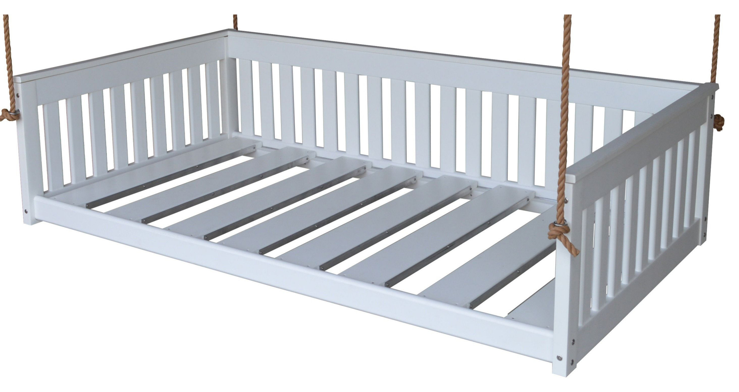 Poly Mission Hanging Daybed with Rope, White, Twin