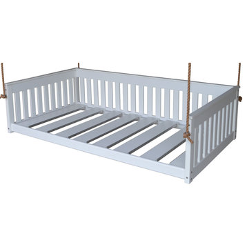 Poly Mission Hanging Daybed with Rope, White, Twin