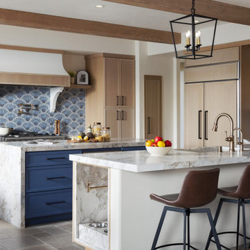 Contemporary Luxury Kitchen and Fireplace in Coto de Caza