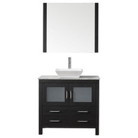 30" Single Bathroom Vanity, Zebra Gray, White Marble, Brushed Nickel