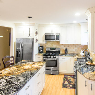 Large Granite Island with Storage and Seating in Newtown Square PA