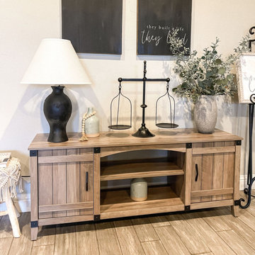 Houzz TV Stand Ideas | Modern Farmhouse 75" TV Stands With 2 Cabinet