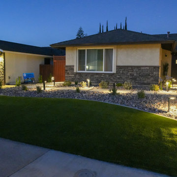 San Diego Front Yard Transformation – Turf, Rock & Landscape Lighting