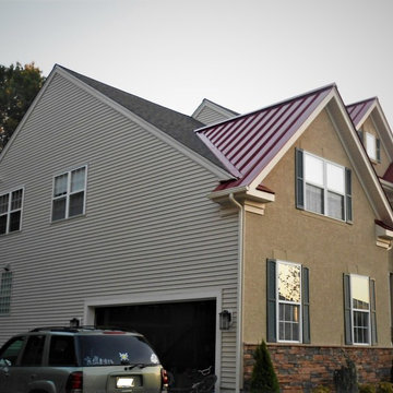 Owens Corning Shingles and Colonial Red Standing Seam Metal Roof in NJ