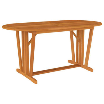 vidaXL Outdoor Dining Table Patio Table with Umbrella Hole Solid Eucalyptus Wood