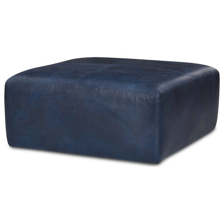 Poly and Bark Sequoia Ottoman, Midnight Blue