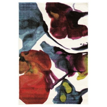 Linon Marisol Water Color Power Loomed Polypropylene 5'x7'6" Rug in Multi-Color