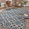Noble House Elvina 130x94" Indoor Fabric Geometric Area Rug in Ivory and Blue