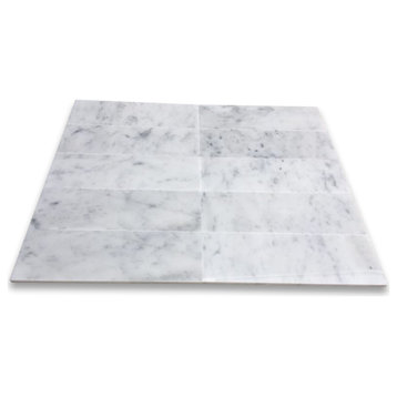 4x12 Carrara White Marble Polished Wall and Floor Tile Venato Bianco, 100 sq.ft.
