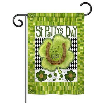 Luck of the Irish Clover, Seasonal St Patrick Vertical Garden Flag 13"x18.5"