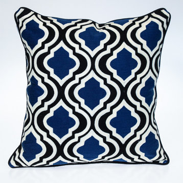 Parkland Collection Geometric Blue And White Square 20" x 20" Pillow