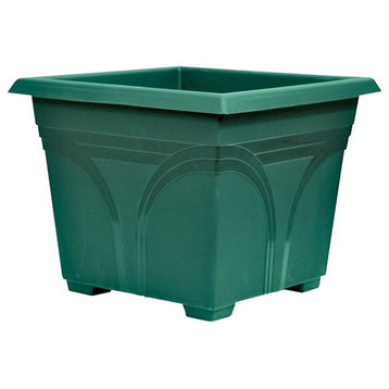 Southern Patio Square Deck Planter, 15", Green