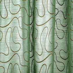 Meander Drapery Fabric in Aqua Champagne - Drapery Fabric