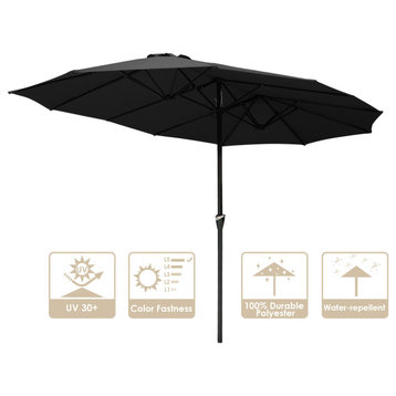 Yescom 14.7' Double Sided Twin Patio Umbrella with Large Shade Crank Handle