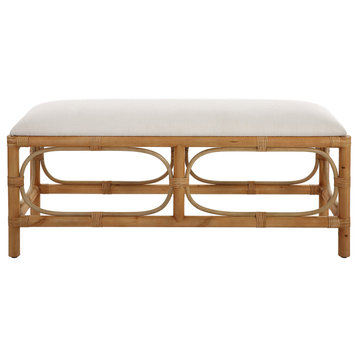 Uttermost 23755 Laguna 48"W Wood Framed Fabric Bench - White